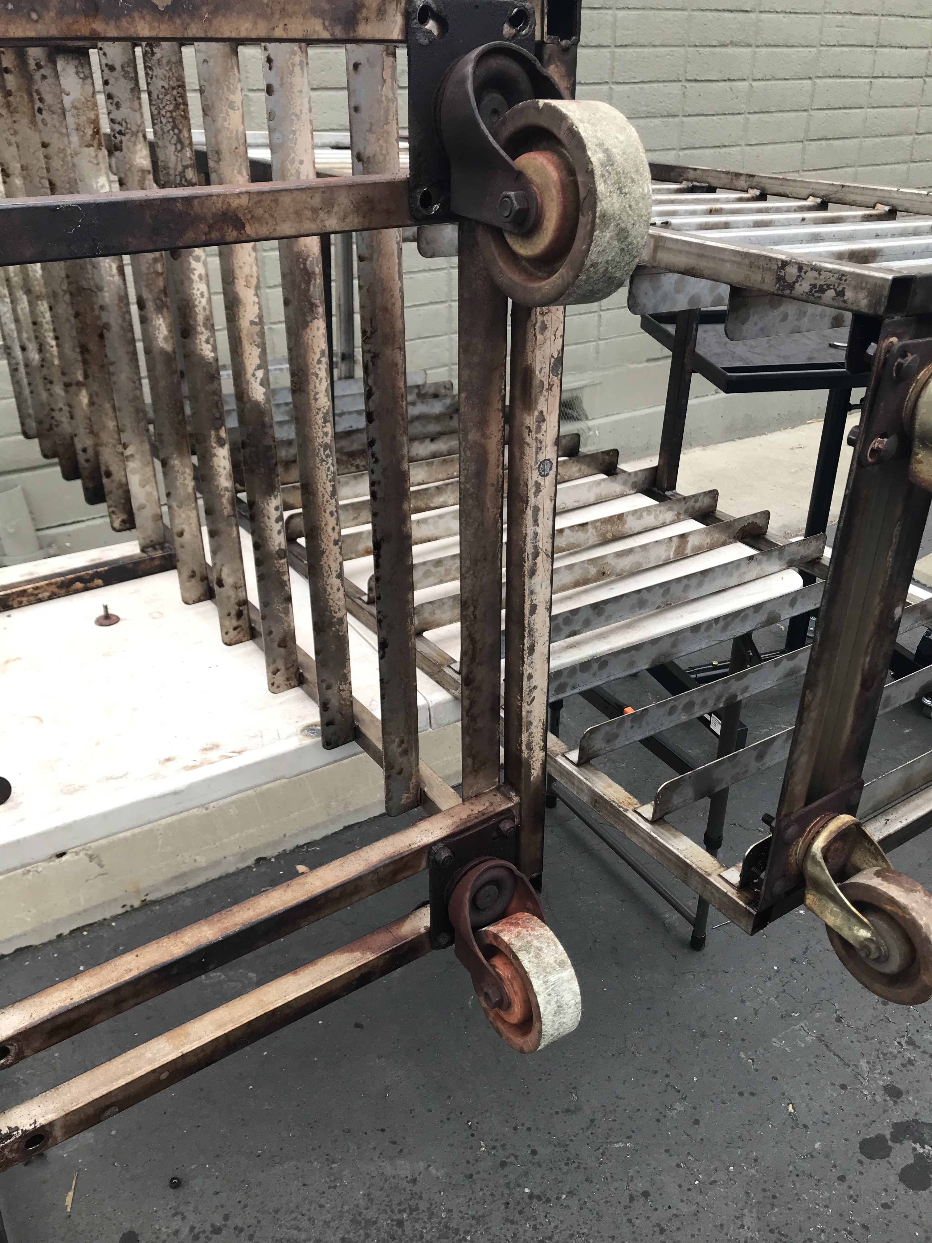 Bakery rack before wheel replacement